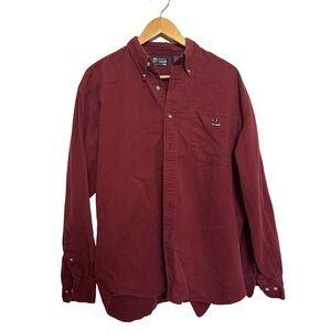 Red Casual Button Down Shirt with Long Sleeves